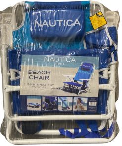 Nautica Portable Beach Chair, Double Cup Holder, Padded Straps ( Island Stripe)
