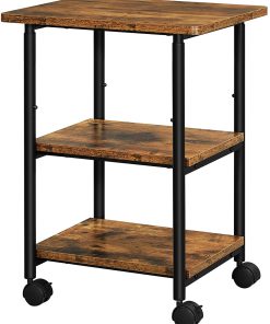 VASAGLE 3-Tier Machine Cart with Wheels and Adjustable Table Top