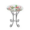 Luxen Home Hummingbird Bird Glass Bath with Metal Stand WHP1160