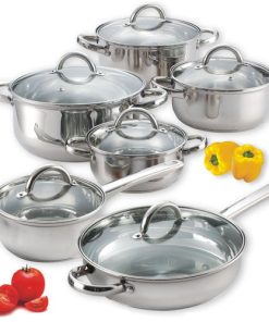 Cook N Home Basic Cookware Sets, 12-Piece, Stainless Steel Silver