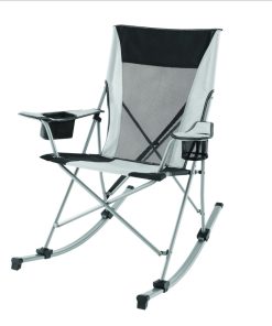 Ozark Trail Tension 2 in 1 Mesh Rocking Camp Chair, Gray and Black, Detachable Rockers, Adult