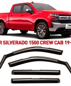 Voron Glass in-Channel Extra Durable Rain Guards for Trucks Chevrolet (Chevy) Silverado/GMC Sierra 1500 2019-2023 Crew Cab, Window Deflectors, Vent Window Visors, 4 Pieces - 220089