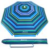 MOVTOTOP 6.5ft Beach Umbrella Striped Sun Shelter UV for Beach Travel