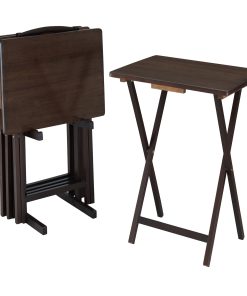 Mainstays Walnut 5-Piece Folding TV Tray Table Set, 19 x 15 x 26 Inch