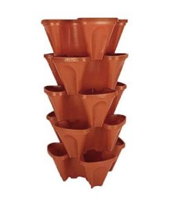 Smart SPRING 18 in. Dia Terra Cotta Plastic Stackable Garden Planter (5-Pack) P-325-TC-5pk-LRG