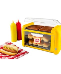 Nostalgia Yellow Hot Dog Roller with 2-Cooking Racks OMHDRTO8YW
